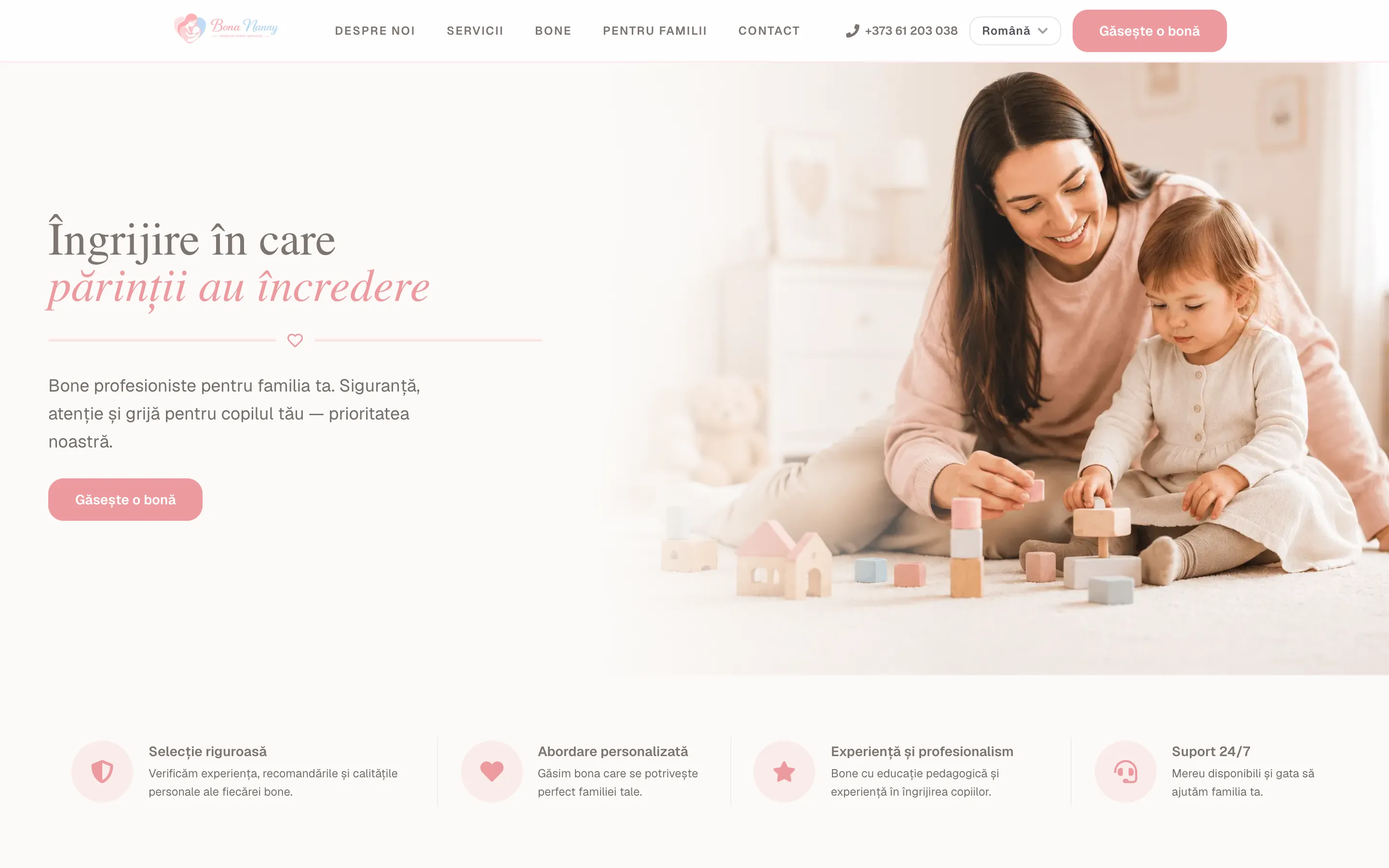 Hero-ul site-ului bonananny.com