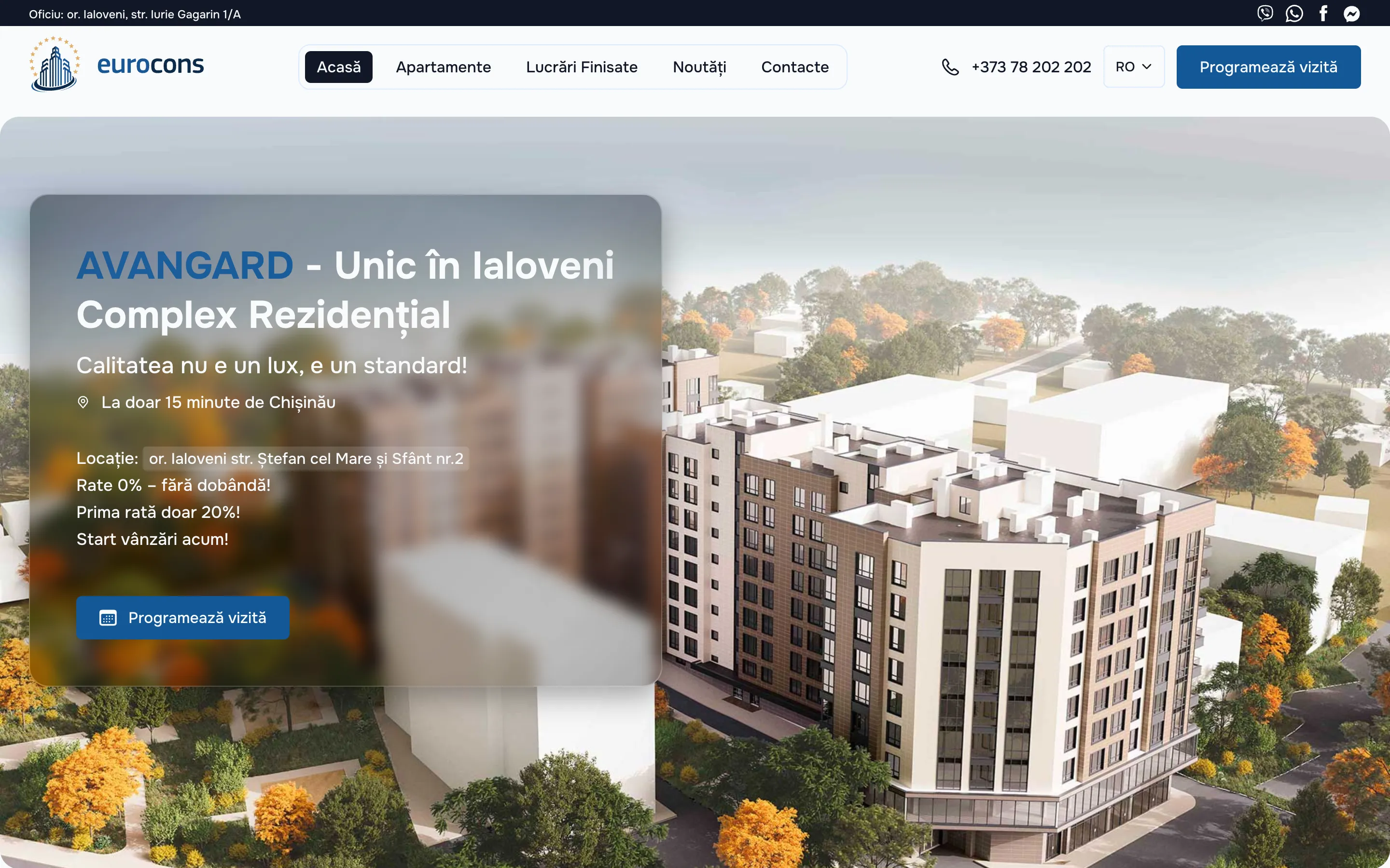 Hero-ul site-ului eurocons.md